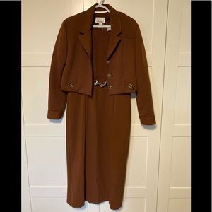 Chocolate brown dress with matching short jacket